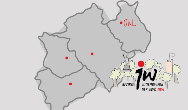 Karte von NRW mit Markierung JW OWL
