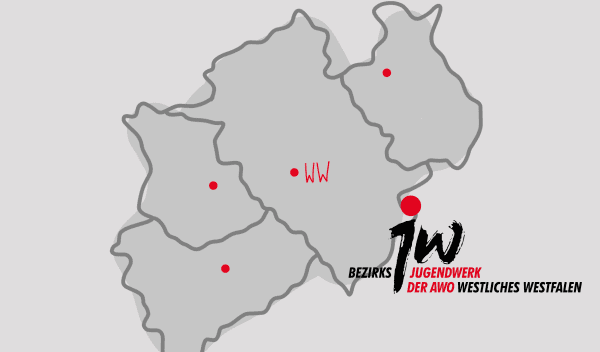Karte von NRW mit Markierung JW WW